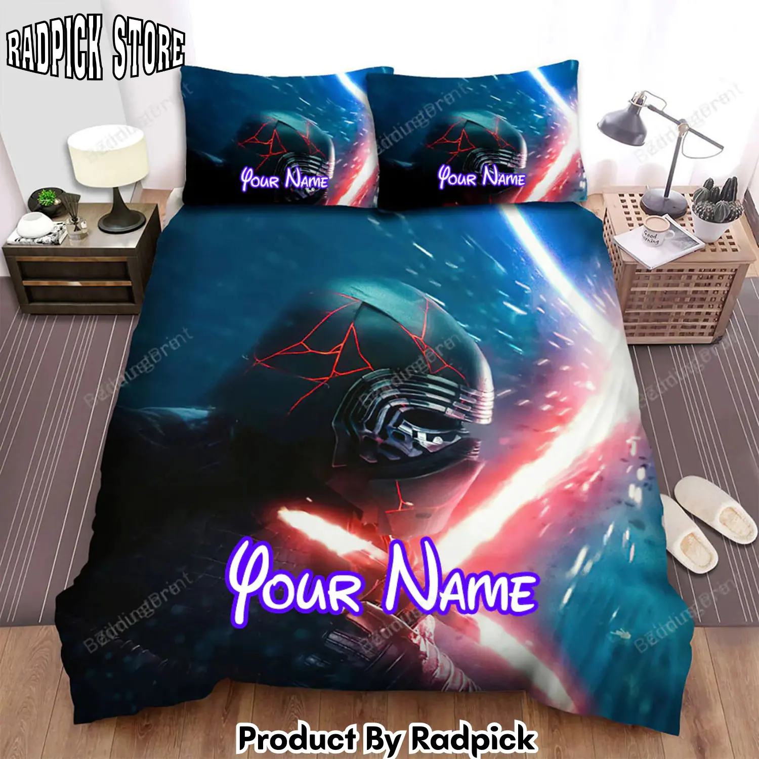 Radpick star wars episode ix the rise of skywalker the iron man with face and red sword movie scene poster bed sheets duvet cover personalized name bedding sets rp3271925